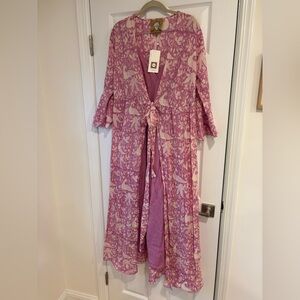 Tanavana Santorini dress with floral and bird print size XS